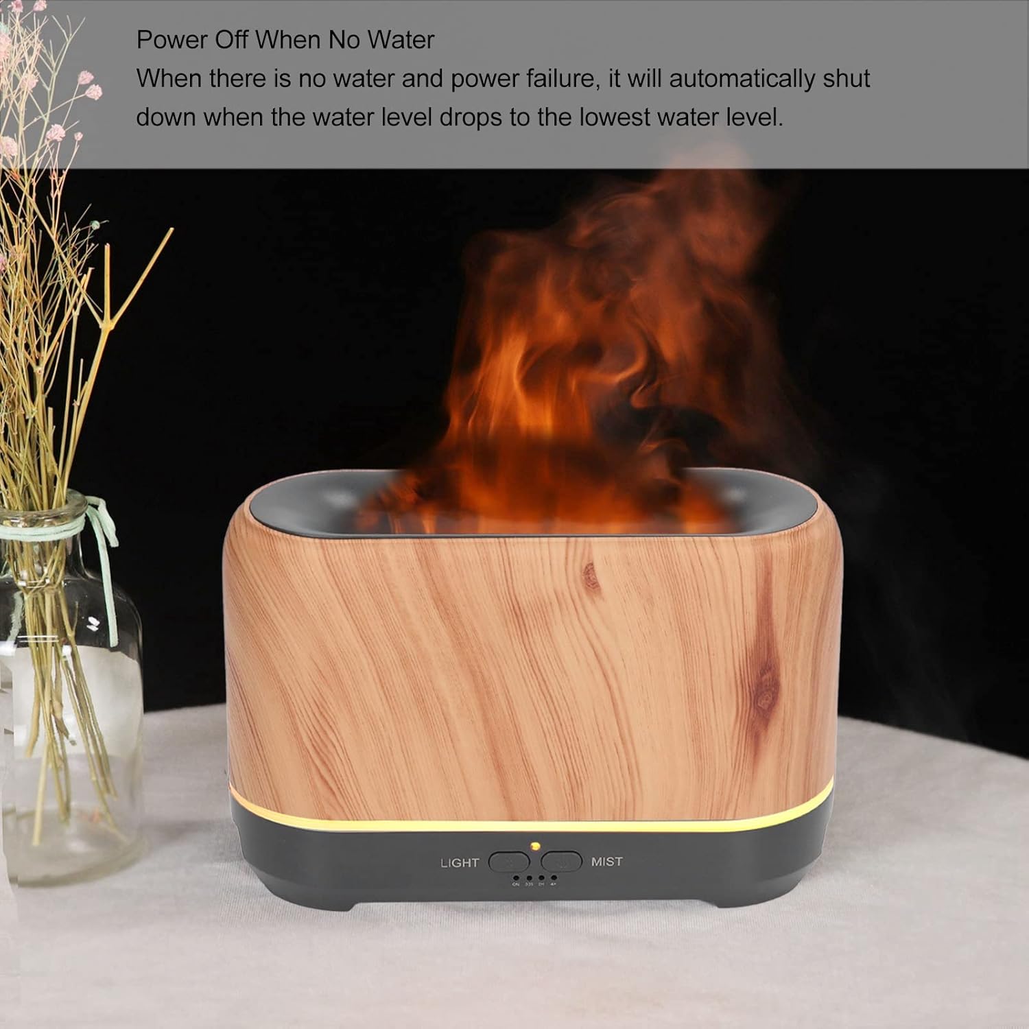 Portable Small Flame Diffuser Humidifier, Hollow Aromatherapy Diffuser with Flame Light, USB Charging Humidifier for Home, Office, Car, Bedroom, Silent and Automatic Power Off