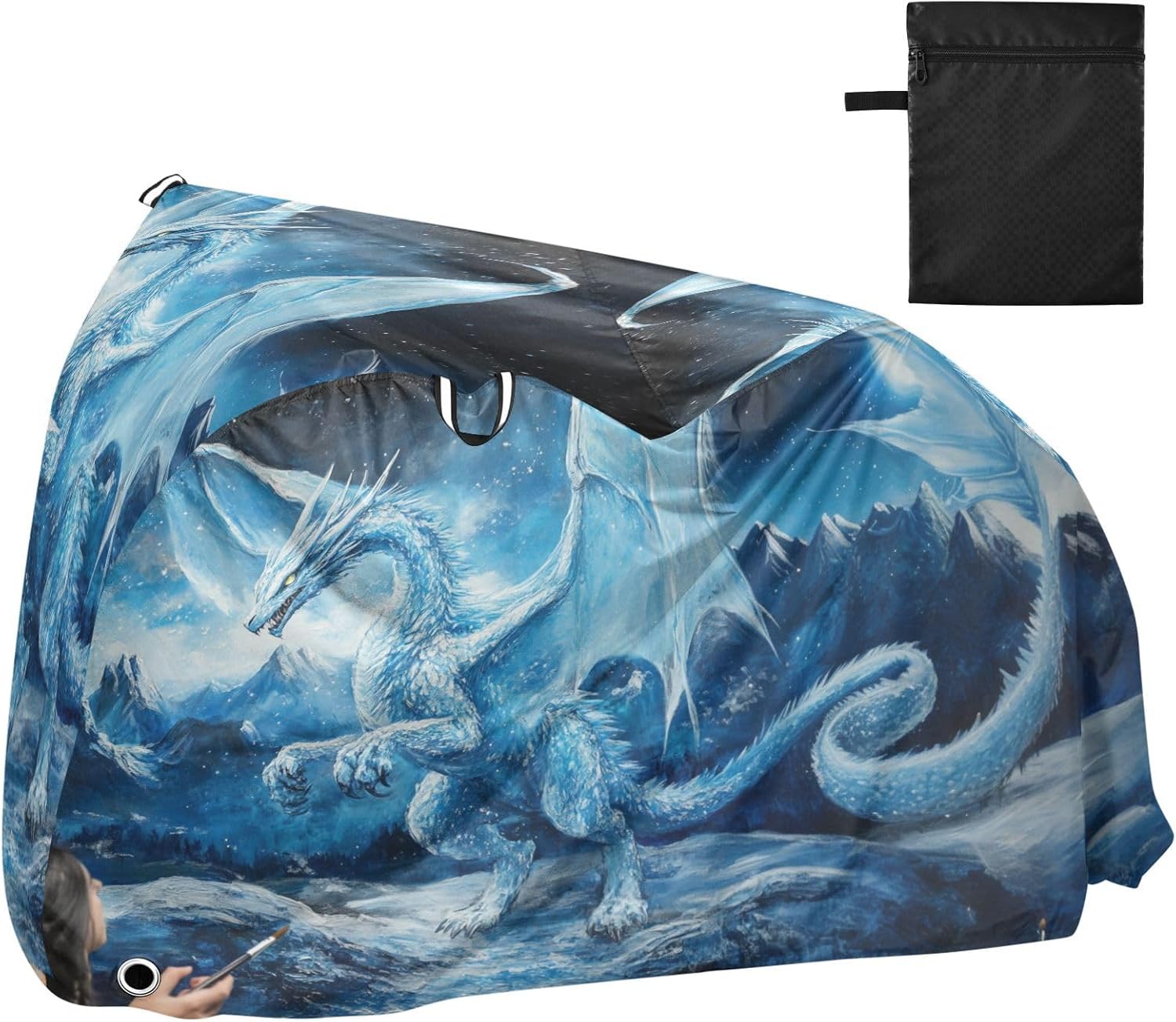ALAZA Ice Dragon Magic Bike Cover Waterproof Outdoor Ebike Bicycle Covers Tarp Protection for 1/2 Bikes, Sun UV Dust Wind Proof