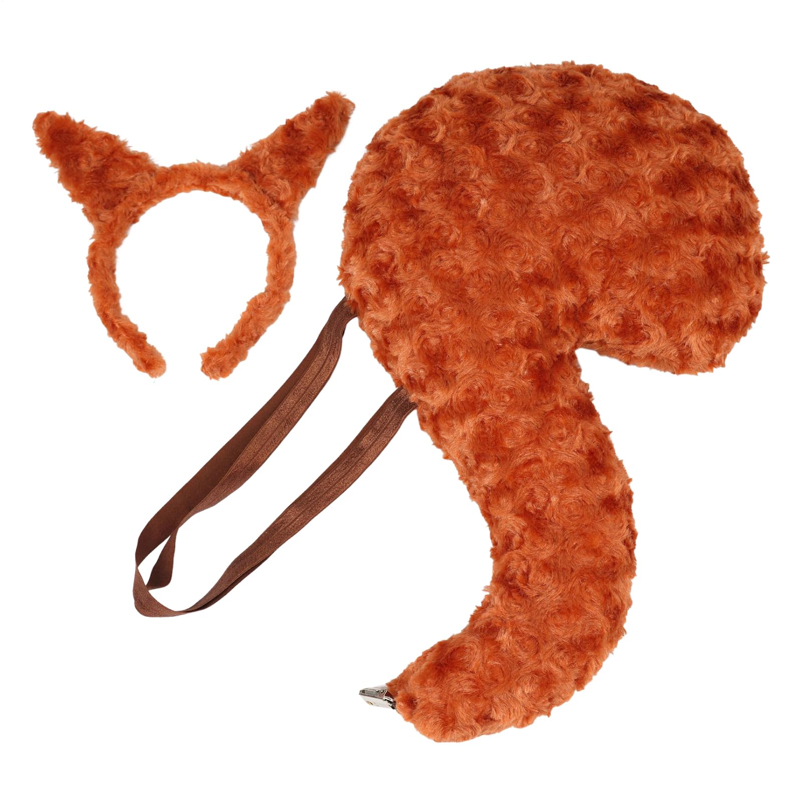 Generico Costume Animale Bambini Peluche Morbido Realistico | Cerchietto Orecchie E Coda Da Scoiattolo per Halloween, Cosplay, recite scolastiche, giochi di ruolo, eventi zoo, adulti,