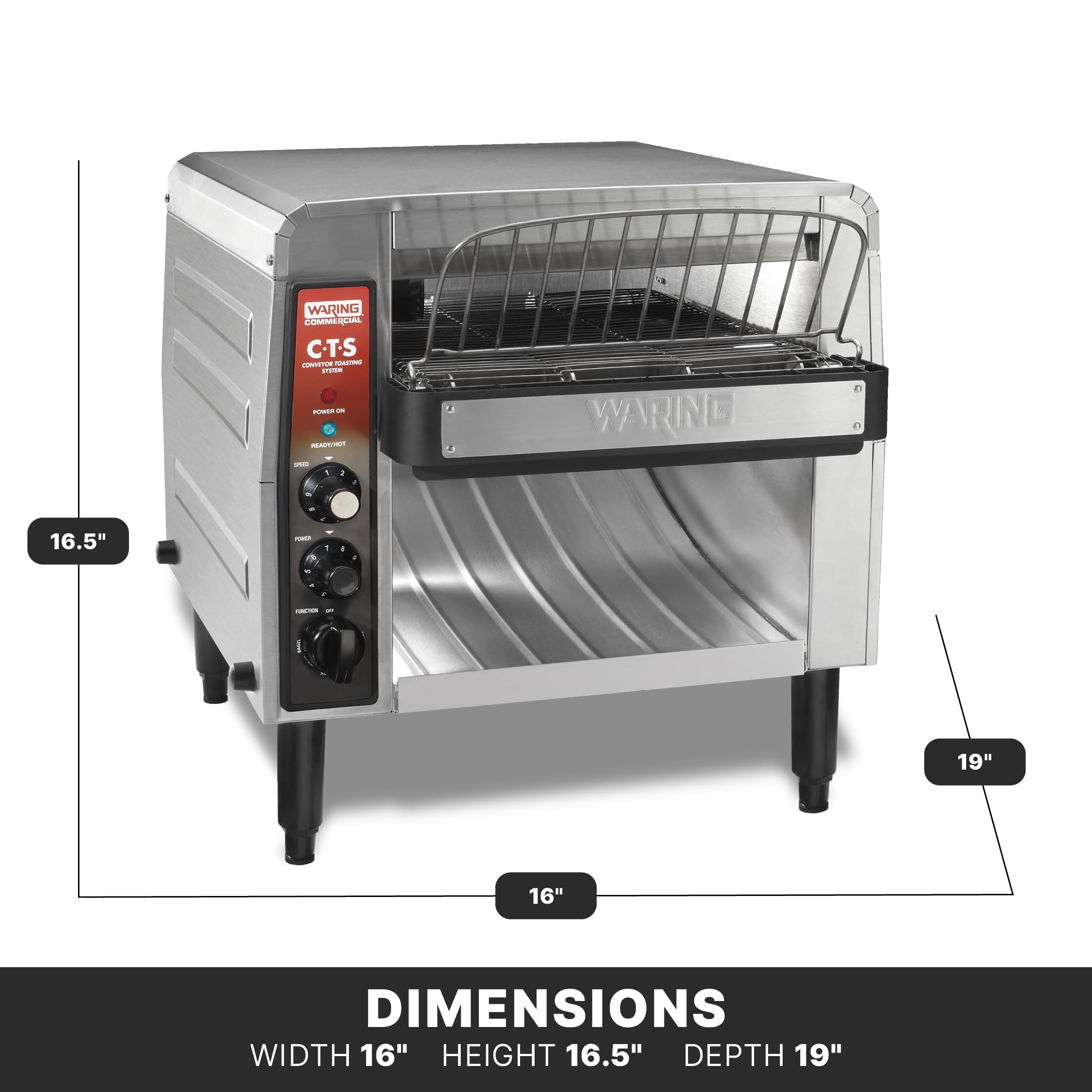 Tostadora transportadora comercial CTS1000B, 1000+ rebanadas por hora, 208V, 2700W, enchufe de 6-20 fases, plata 3