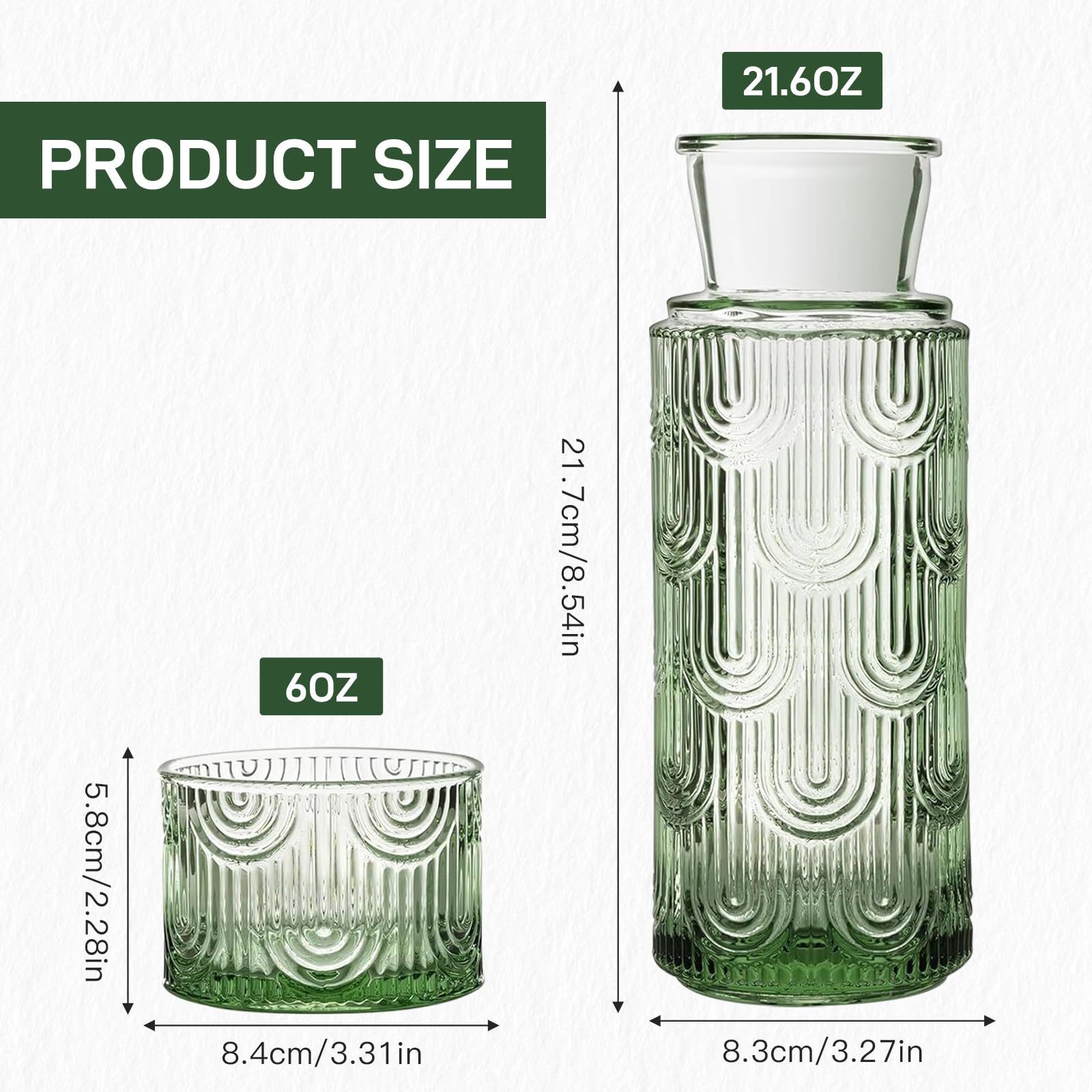 Szklana karafka z pokrywką, dzbanek na wodę o pojemności 820 ml, szklany dzbanek na wodę z pokrywką, szklany dzbanek do pokoju gościnnego, na stolik nocny, do salonu, do domowego napoju, herbaty
