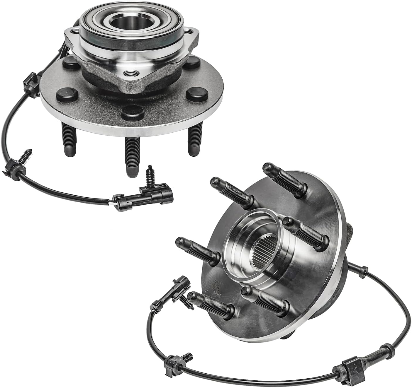 Both Front Driver & Passenger Side Wheel Hub and Bearing Assemblies for 4x4 Models Only, Escalade, Express, Savana, Sierra by Detroit Axle