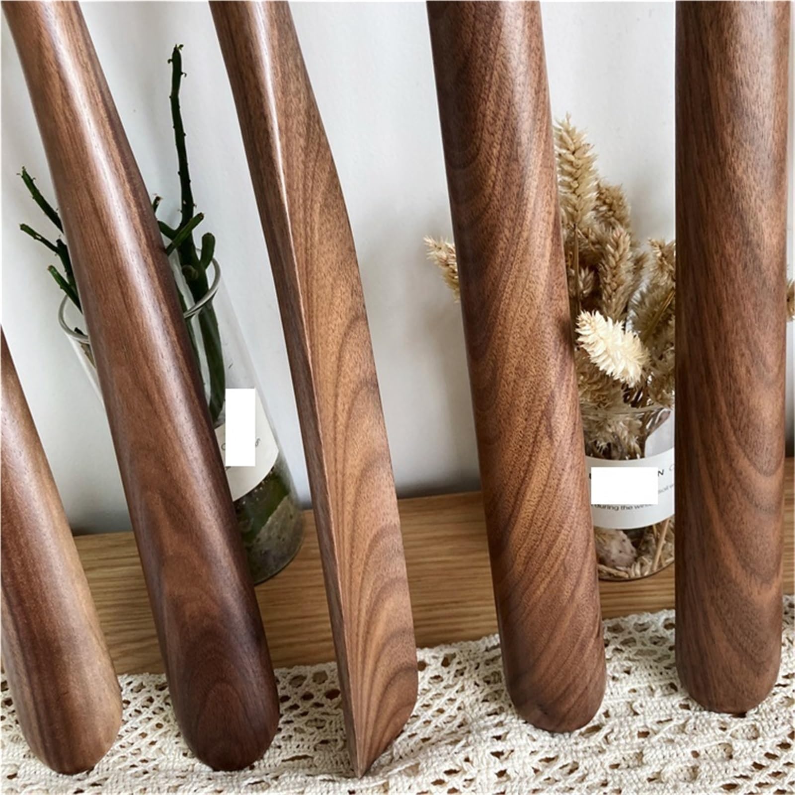 Calzador largo Calzador profesional de madera nogal negro, calzador flexible con mango largo, útil levantador zapatos, cuchara for, herramientas for el hogar