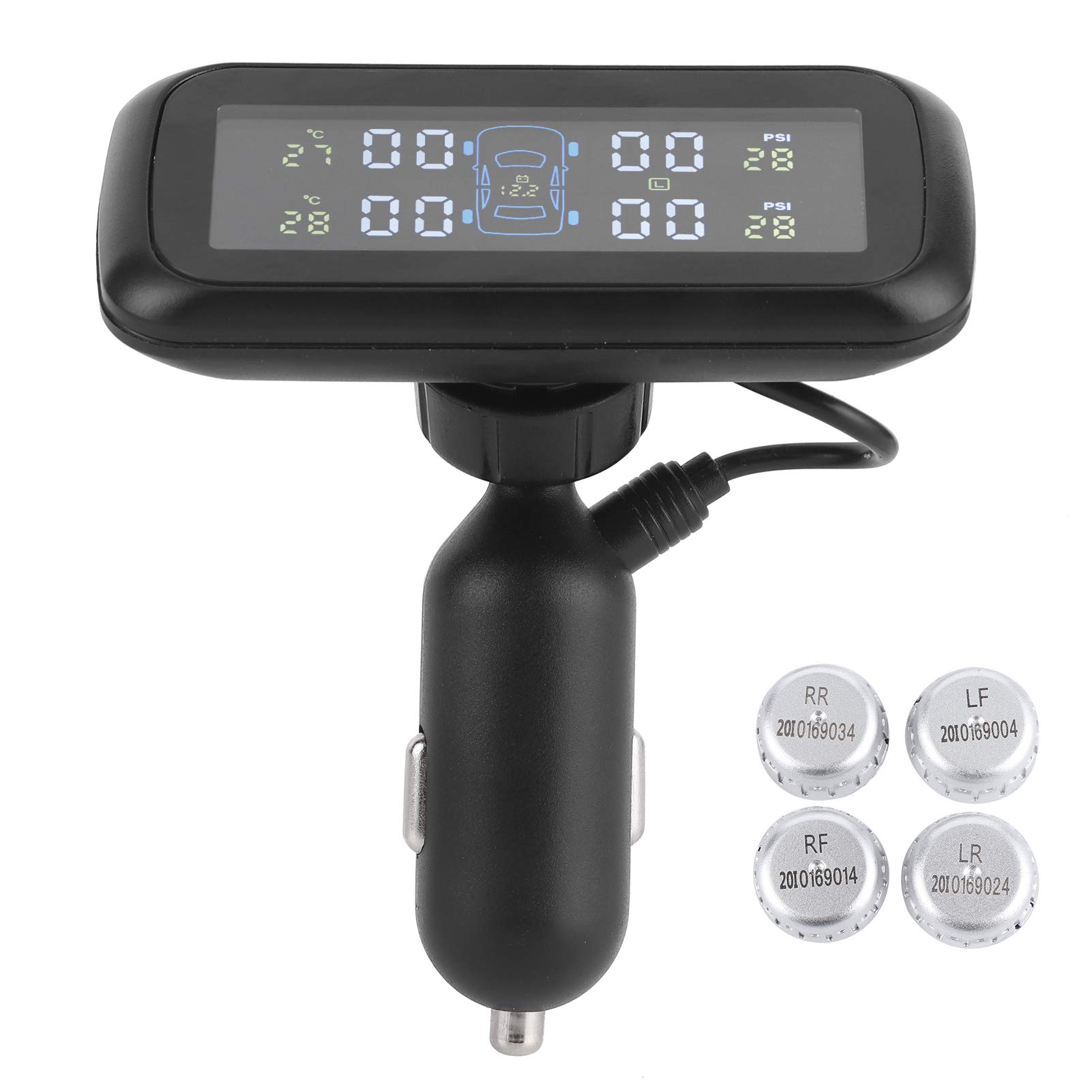di monitoraggio della Pressione dei Pneumatici TPMS Wireless con Monitor LCD a 4 sensori