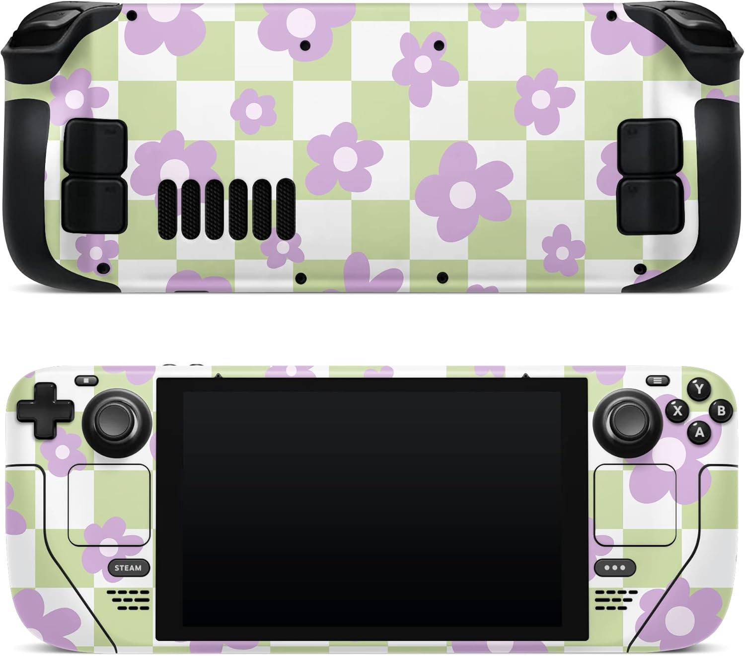 ZOOMHITSKINS Console Skin Compatible with Steam Deck, Tiny Flowers Vintage Floral Green White Purple Design, Bubble-Free, 3M Vinyl Skin Decal Accessories, Made in The USA