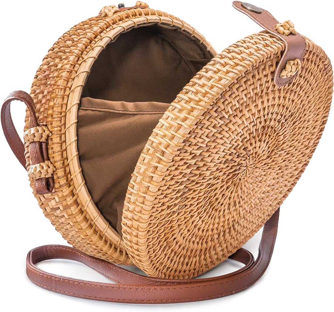 round wicker bolsas