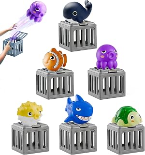 Pool Diving Toys, Underwater Dive Rescue Toys with Pool Toy Cage & Floating Ocean Pals for Boys Girls Ages 9-12 Bath Toy Play Set Fun Outdoor Swim Lake Beach Summer Party Gift(1set)