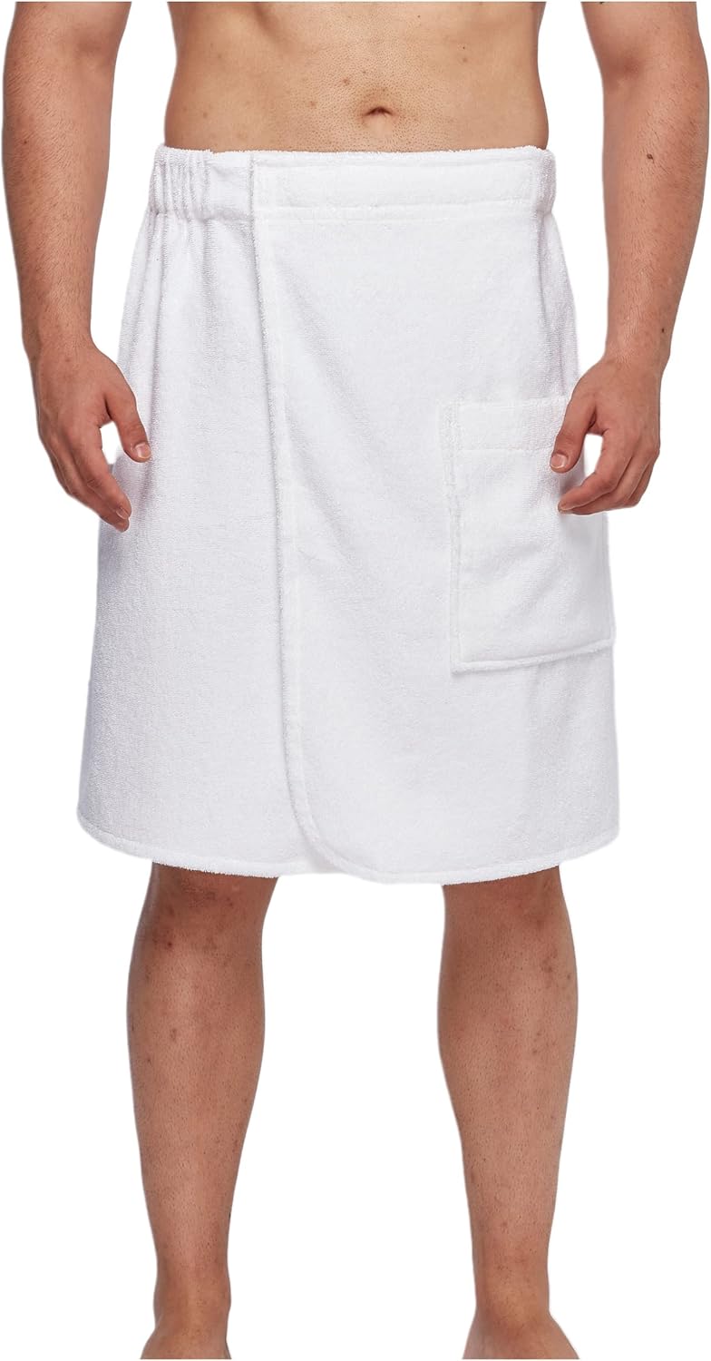 Arus Men's Robe GOTS Certified Organic Turkish Cotton Bathrobe Adjustable Closure Shower and Bath Wrap