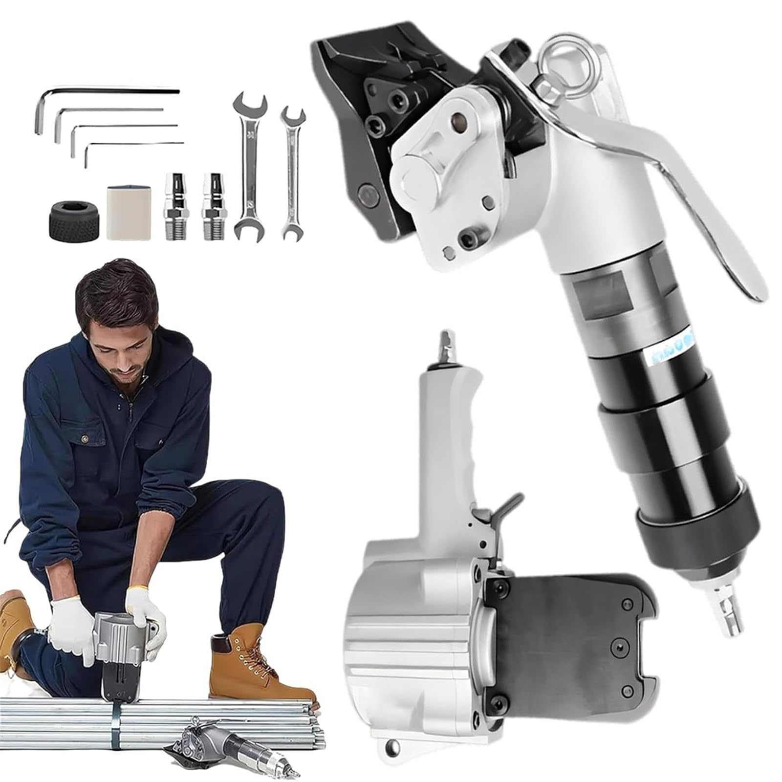 Pneumatyczne metalowe narzędzie do paskania, Heavy Duty Tensioner Sealer Cutter do pasków ze stali o wysokiej wytrzymałości, przenośna prasa do pakowania na paski 32mm
