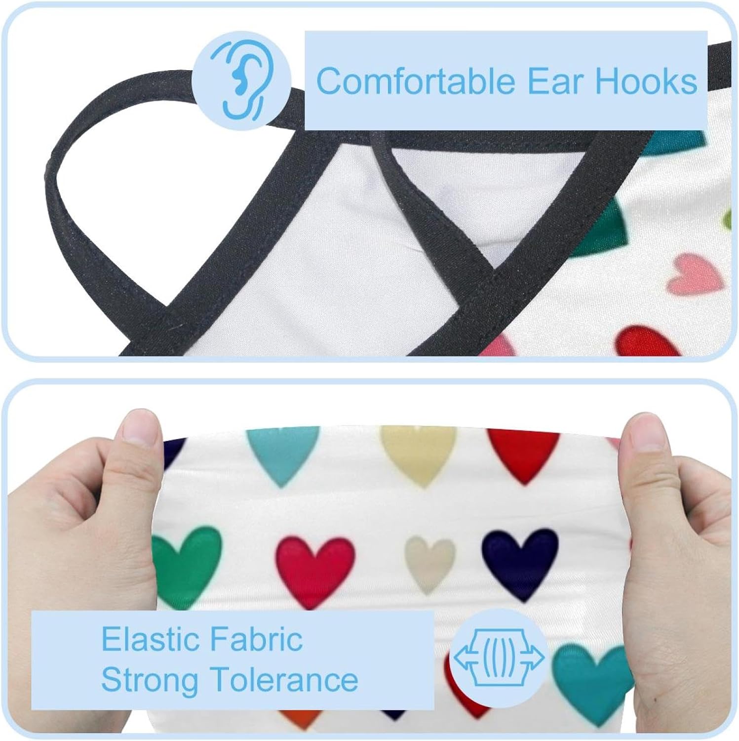 4 Pieces Hearts Neck Gaiter Bandana Face Mask, Sun Cooling Scarf Gator Cover Head for Men Women