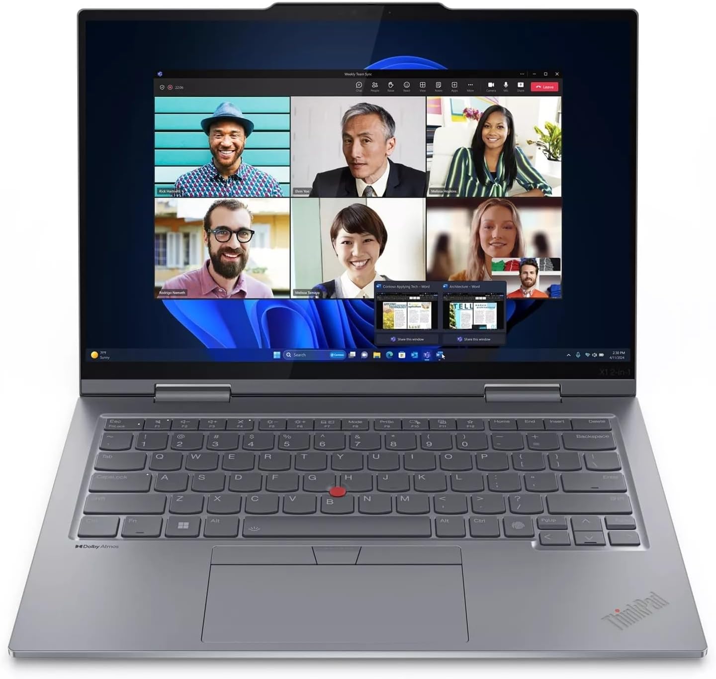 Lenovo ThinkPad X1 2-in-1 Yoga Gen 9 Laptop, Intel Ultra 7 155U, 14" FHD (1920x1200) Touchscreen, IPS Anti-Glare, 32 GB DDR5, 2 TB SSD, 1080P FHD RGB+IR Camera, Slim Pen, Win 11 Pro - Grey