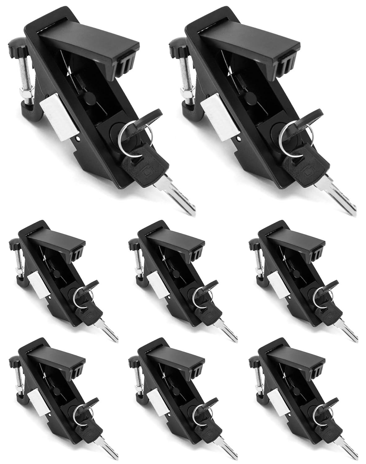 QWORK 8 Pack Compression Latch Lock Trigger Latch, Adjustable Lever Hand Operated Push Button Actuation, Keyed Differently