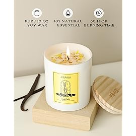 AOOVOO Vanilla Scented Candles for Women - Aromatherapy Candle with Crystals Inside, 10oz Soy Candles for Home Scented, Birthday Gifts Christmas Candle for Women Mom