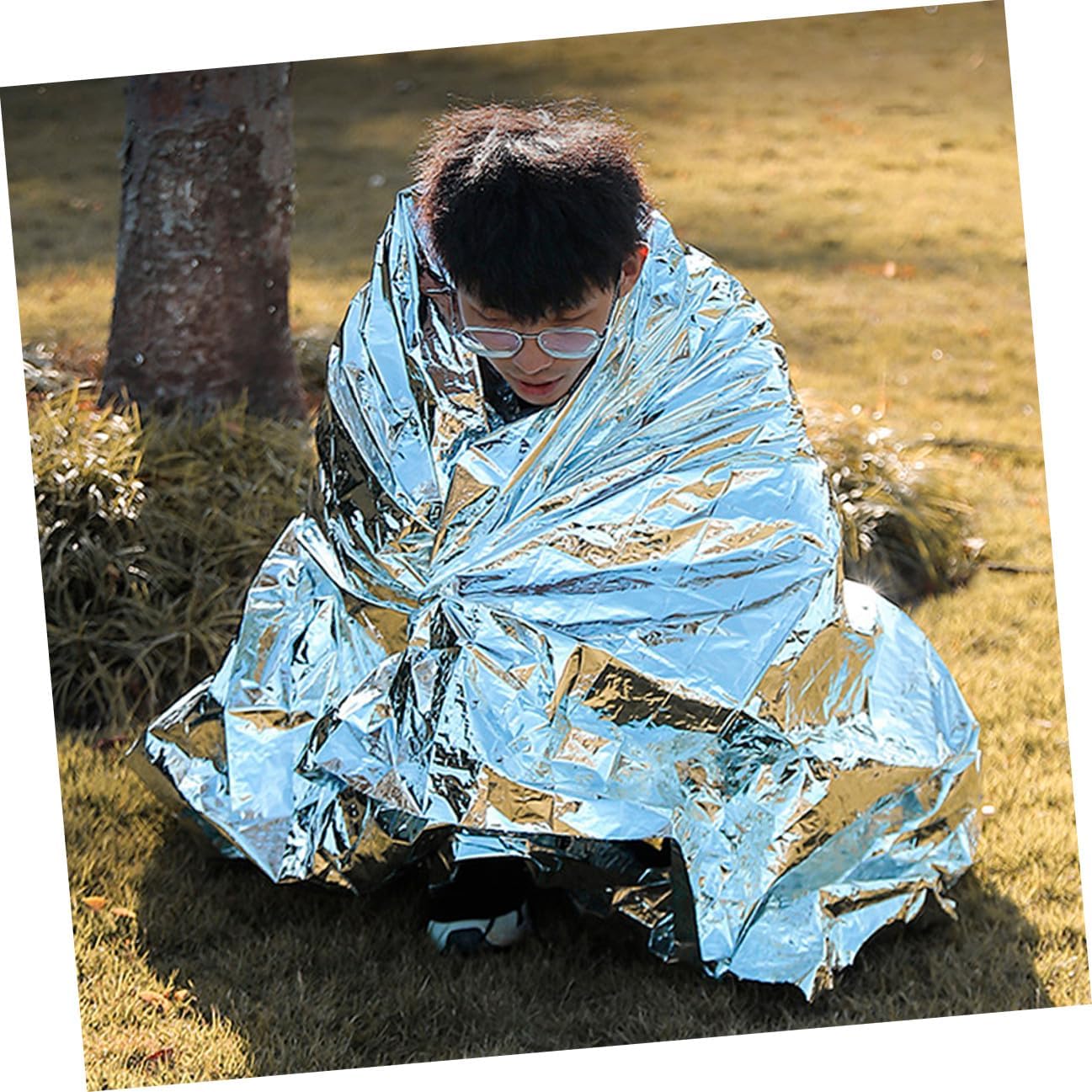 Kichvoe 4pcs Camping Emergency Blanket Thermal Insulation Rescue Blanket Silver Foil 160x210cm Outdoor Survival Keep Warm Sheets for Hiking and Outdoor Activities
