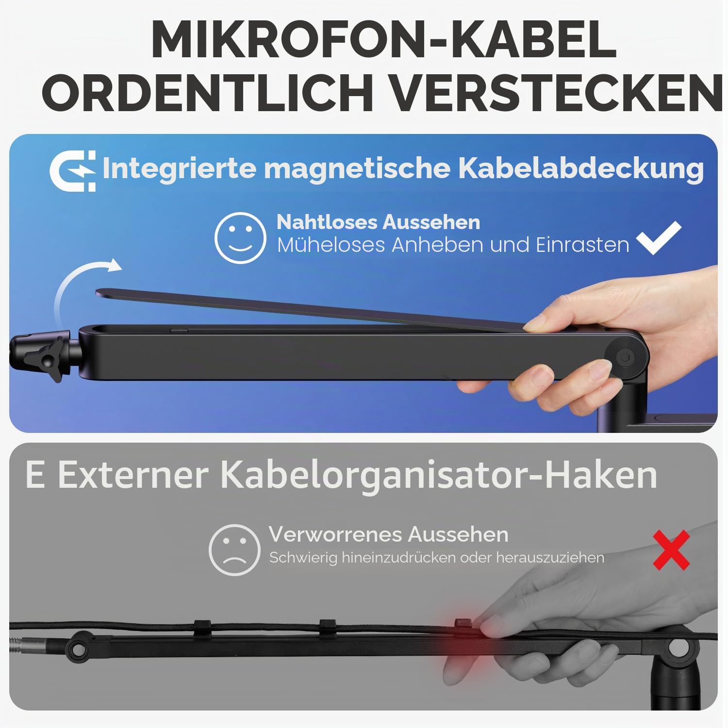 InnoGear Mikrofonständer mit niedrigem Profil, Mikrofonständer, Schreibtischhalterung, Schwarz | Für Fifine AM8 K669B Elgato Blue Yeti Shure SM58 SM7B, 1,5 kg Gewichtskapazität, vibrationsbeständig, einstellbarer Winkel