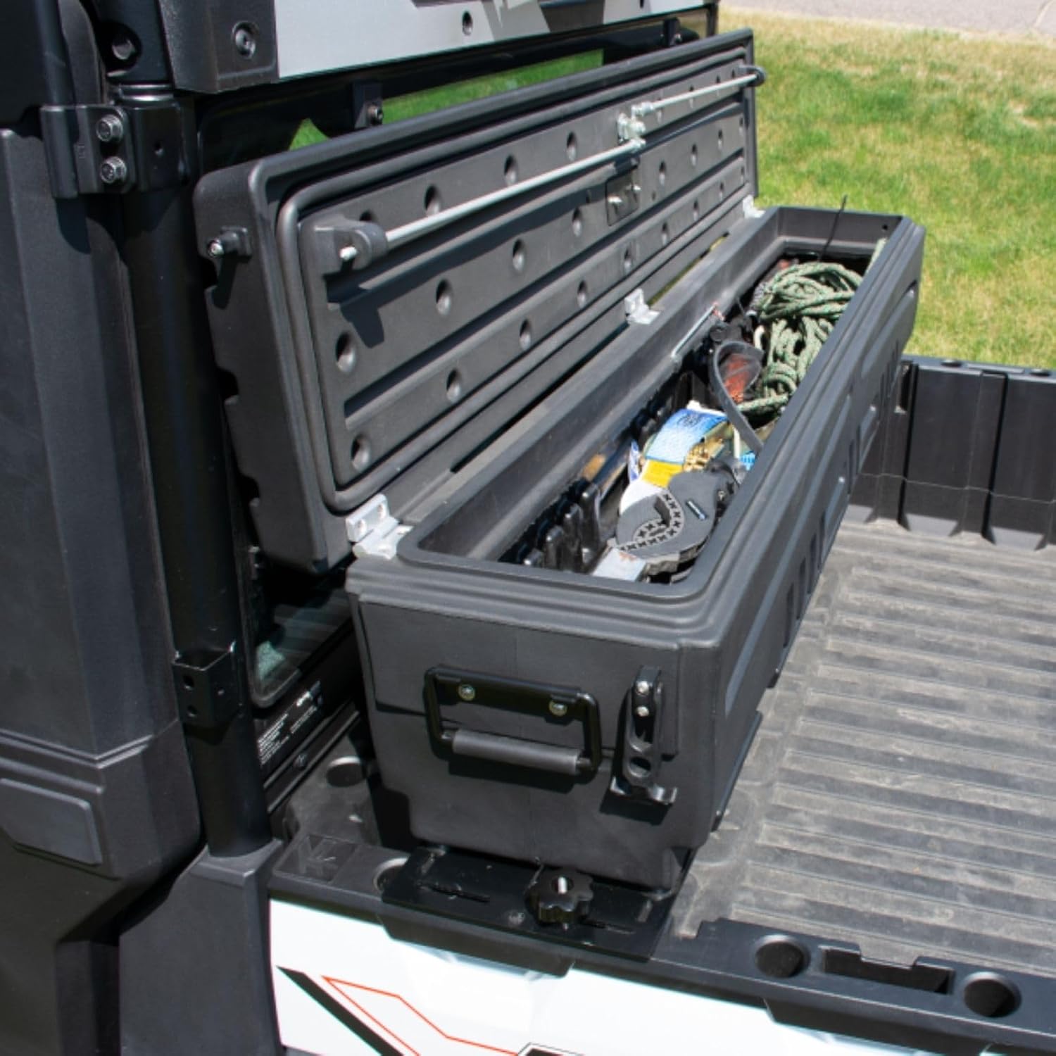 DuHa UTV Gun, Tool, and Gear Box fits 2014-2026 Polaris Ranger 1000 Full Size | Black Heavy Duty UTV Bed Organizer | Lockable Latches | Includes Dividers | Made in USA