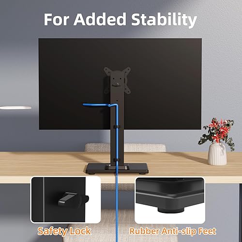 Miniatura 7 de Suptek Soporte de escritorio independiente para monitor de computadora LCD individual para pantalla de 13 a 43 pulgadas con giratorio, altura