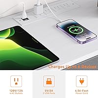 Vista 5 de Cómoda para dormitorio, soporte de TV con tomas de corriente y luz LED, cómoda de 6 cajones con bolsillos laterales y ganchos, cómoda ancha