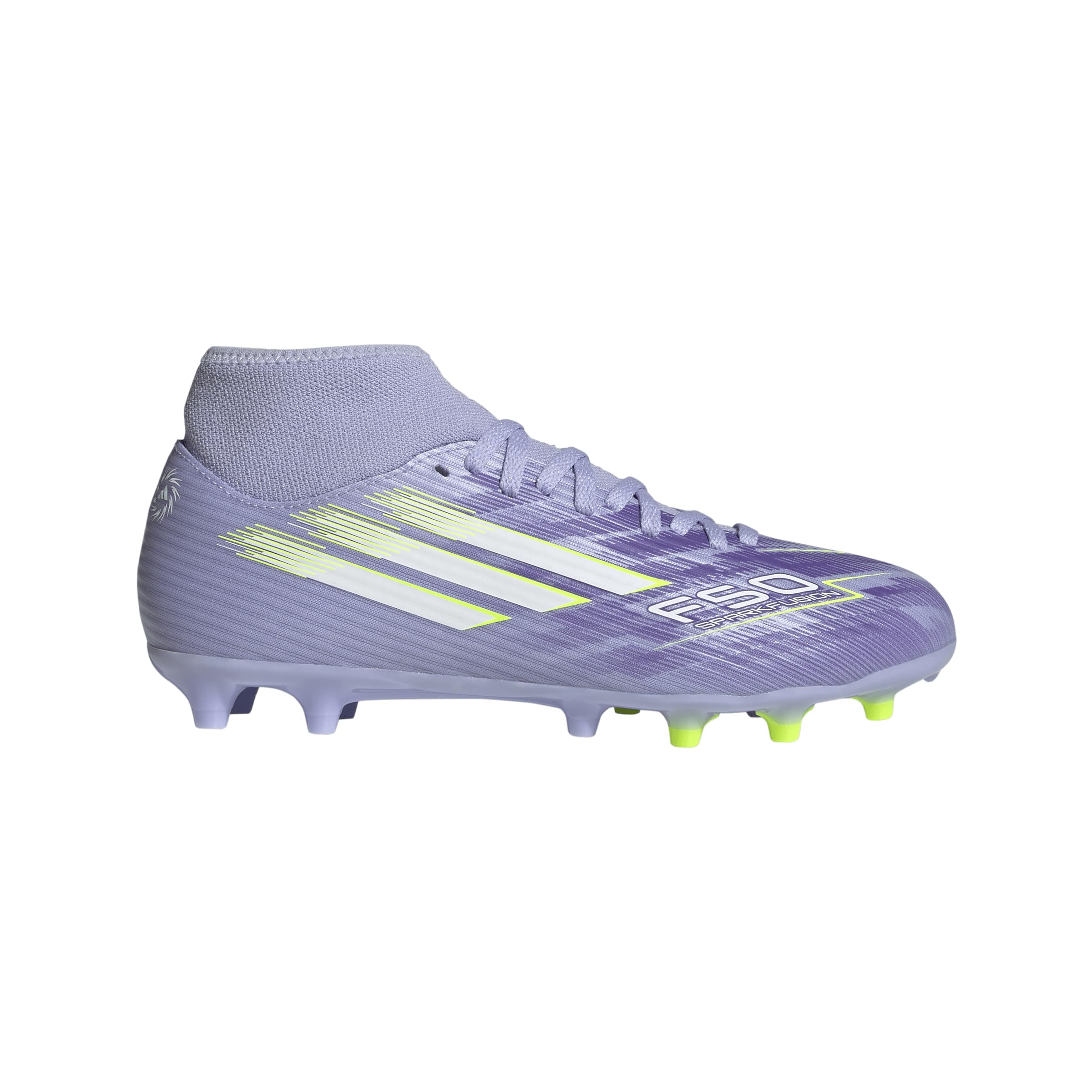 adidas Women's F50 Sparkfusion Club Firm Artificial Ground Sneaker, Violet Tone/Lucid Lemon/Purple Rush, 8