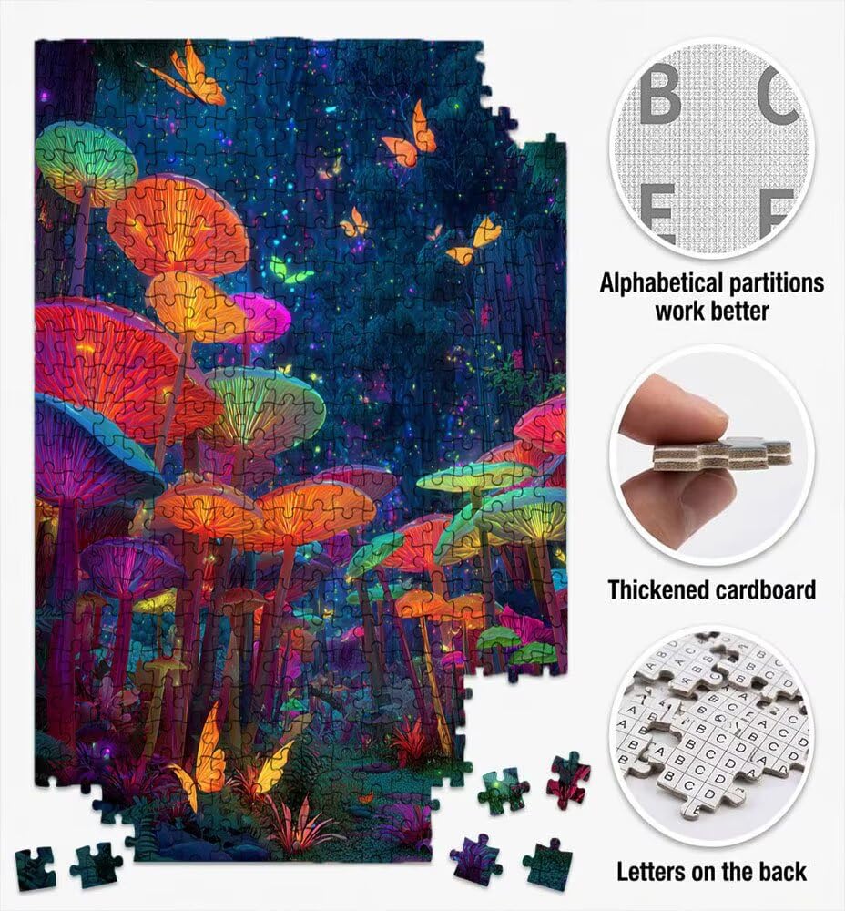 Fantastyczne grzyby, klasyczne puzzle 4000 sztuk dla dorosłych BLQSBGA7-388 | Wyzwanie Zagadki, Gry Logiczne Cała Rodzina, Stres, Wystrój Domu Miłośnicy Puzzle