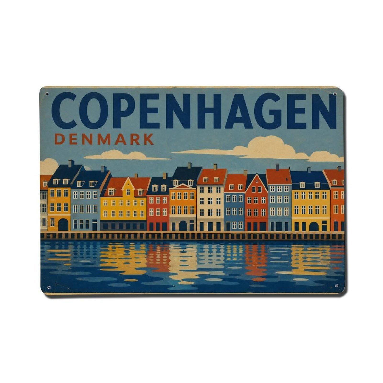 Retro Travel Denmark Copenhagen Metal Tin Sign