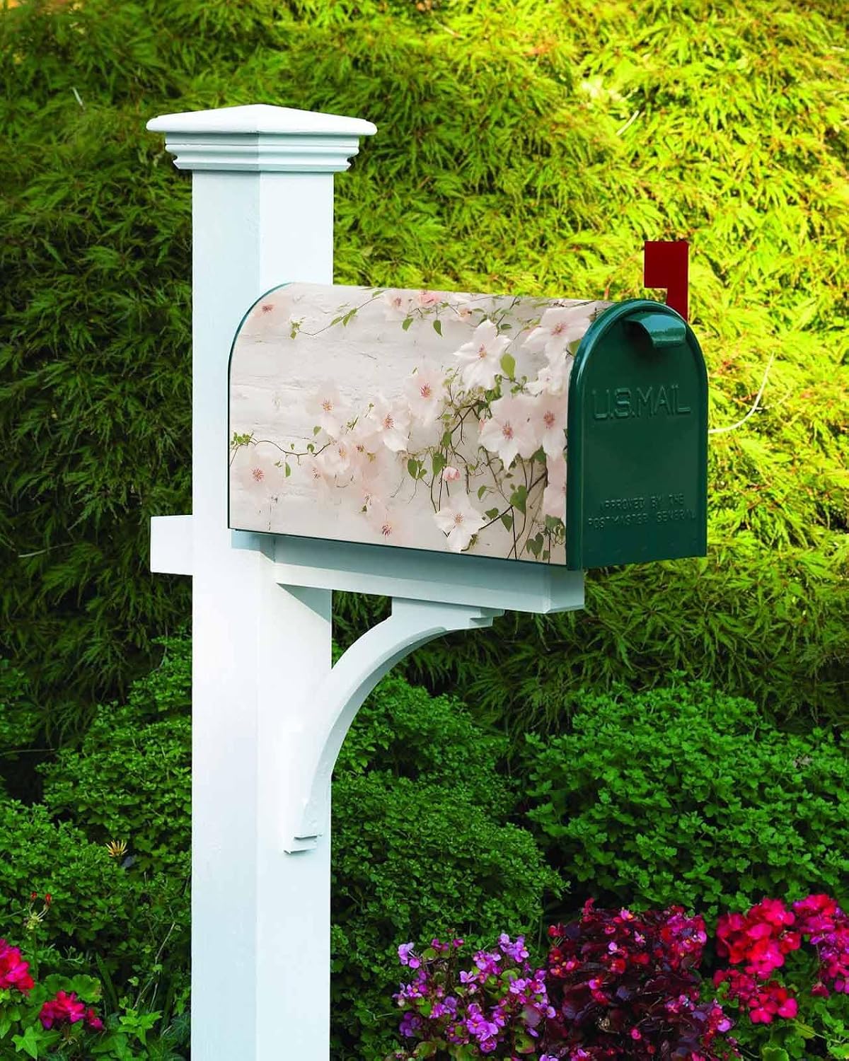 Pink Spring Floral Mailbox Covers Magnetic Standard Size, Summer Botanical Farmhouse Decorative Post Letter Numbers Box Wrap Decoration Covers Small Accessories for Garden Yard Outdoor Décor