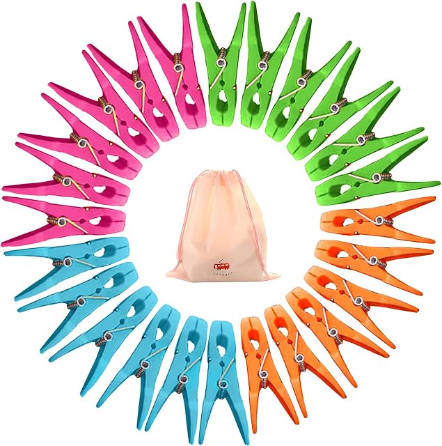VEGCOO Clothesclips 60 Pieces Set with Bag Clothespins Durable and Windproof Laundry Pegs Soft Plastic Clothes Pegs for Lanundry Bathroom or Kitchen