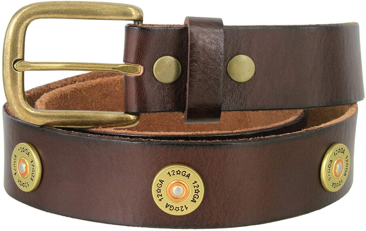 Belts.com Shotgun Shell Concho Genuine Casual Jean Leather Belt 1-1/2"(38mm) wide