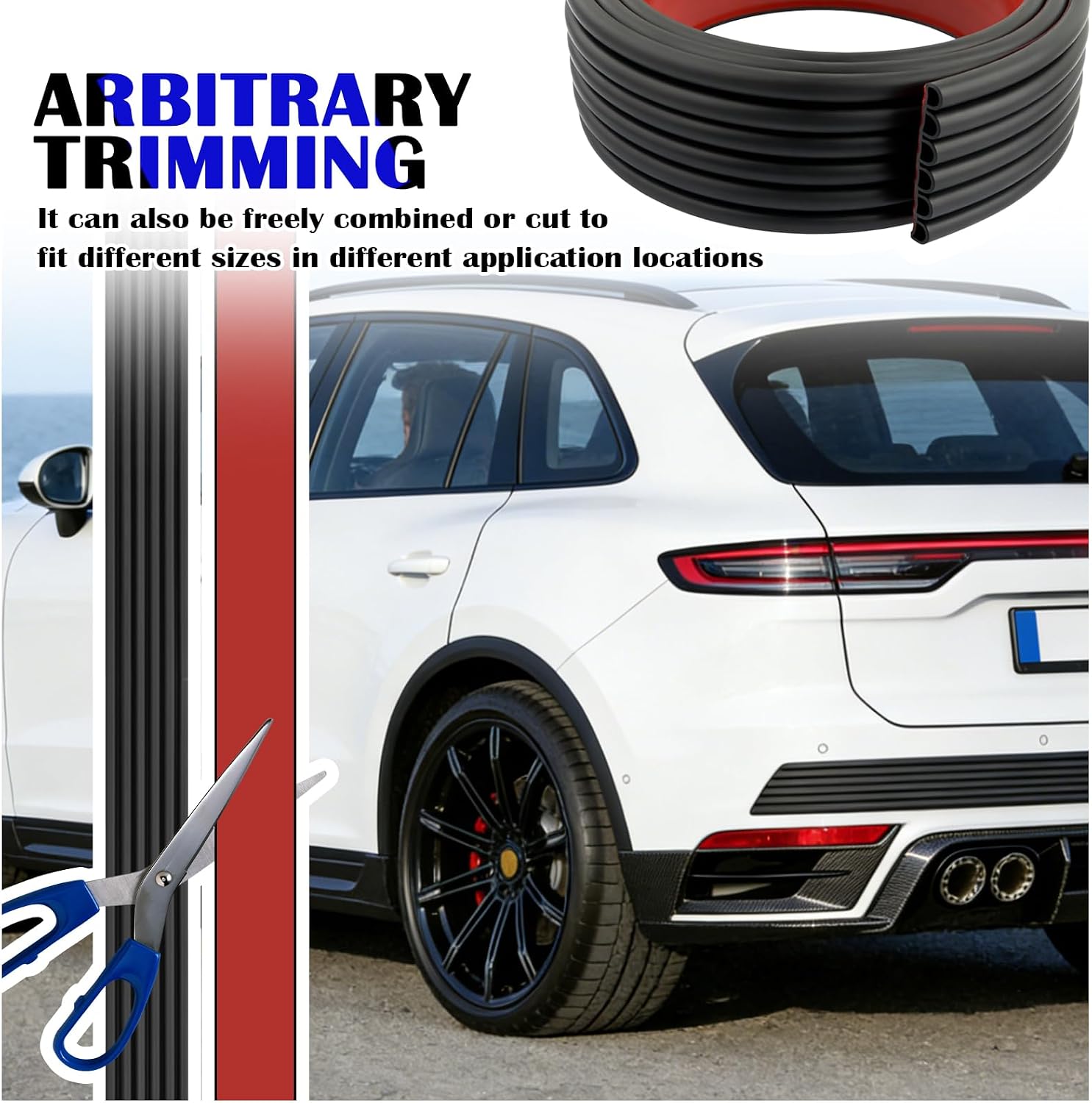 6.56Ft Car Rear Bumper Guard,Rubber Car Rear Bumper Protector Guard with 6-Hole Hollow Design & Strong Adhesive Backing,Anti-Collision Cars Bumpers Protector Cars Exterior Accessories