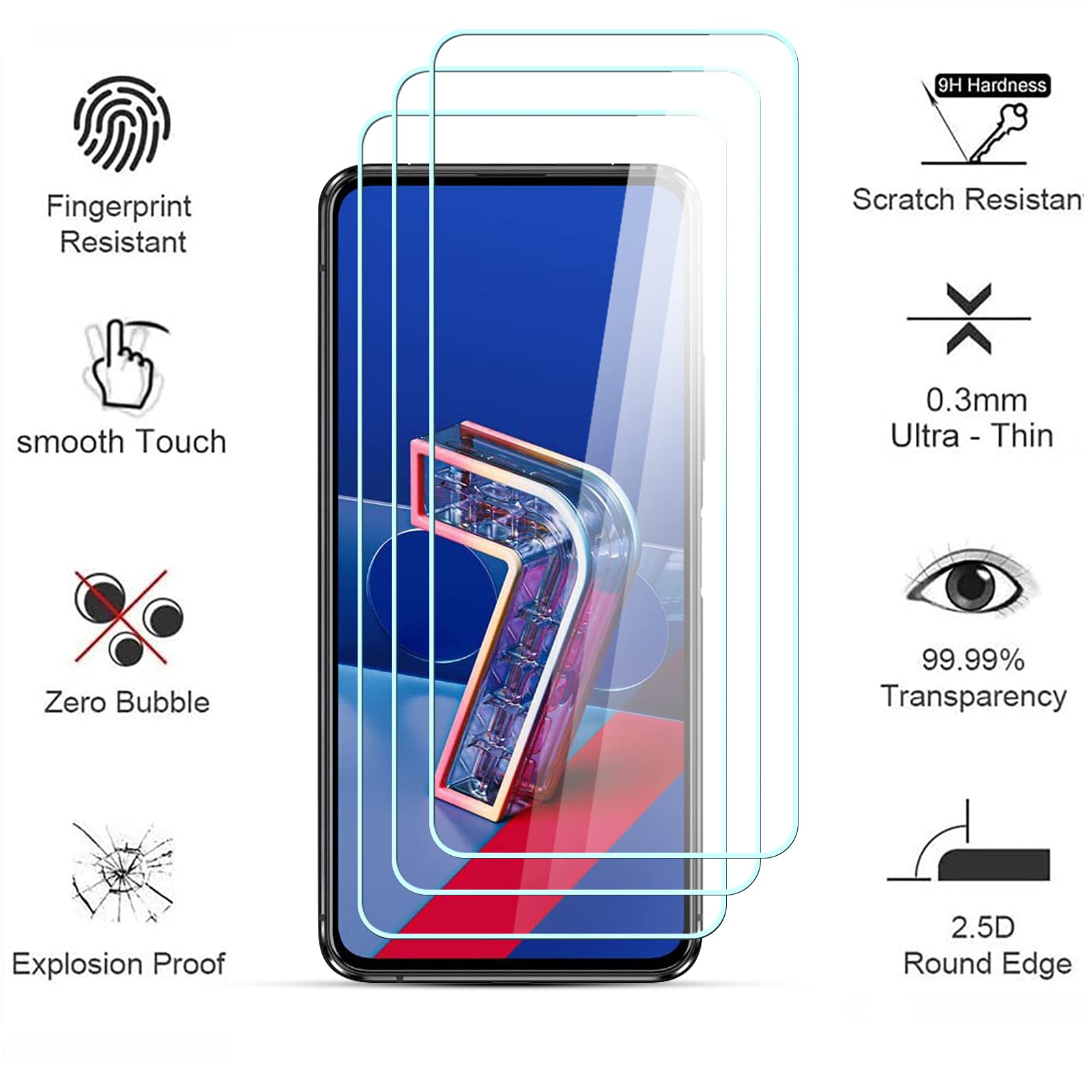 moex Pellicola in vetro temperato compatibile con Asus Zenfone 7