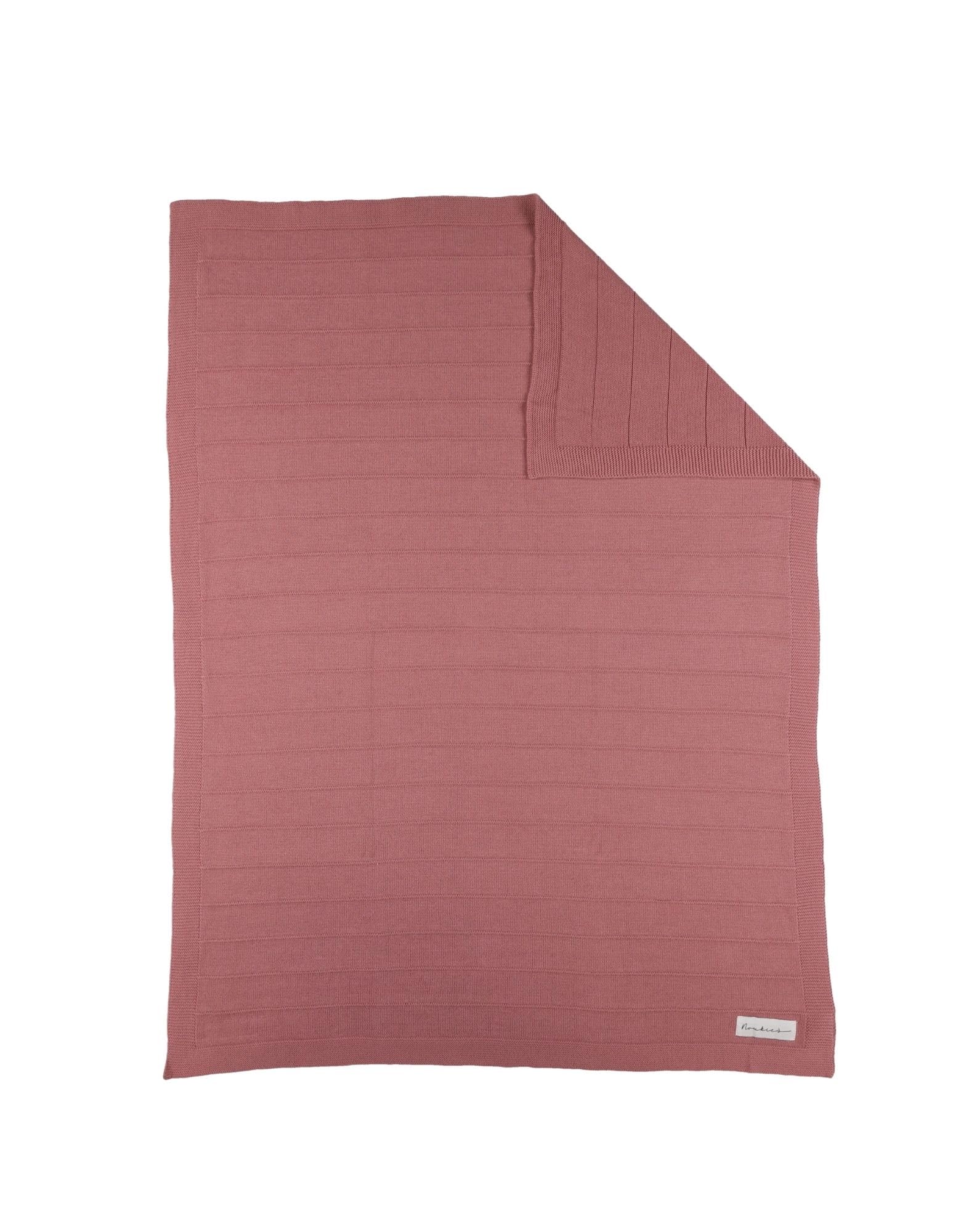 Couverture bébé tricot coton bio anti-irritation plaid framboise chaud