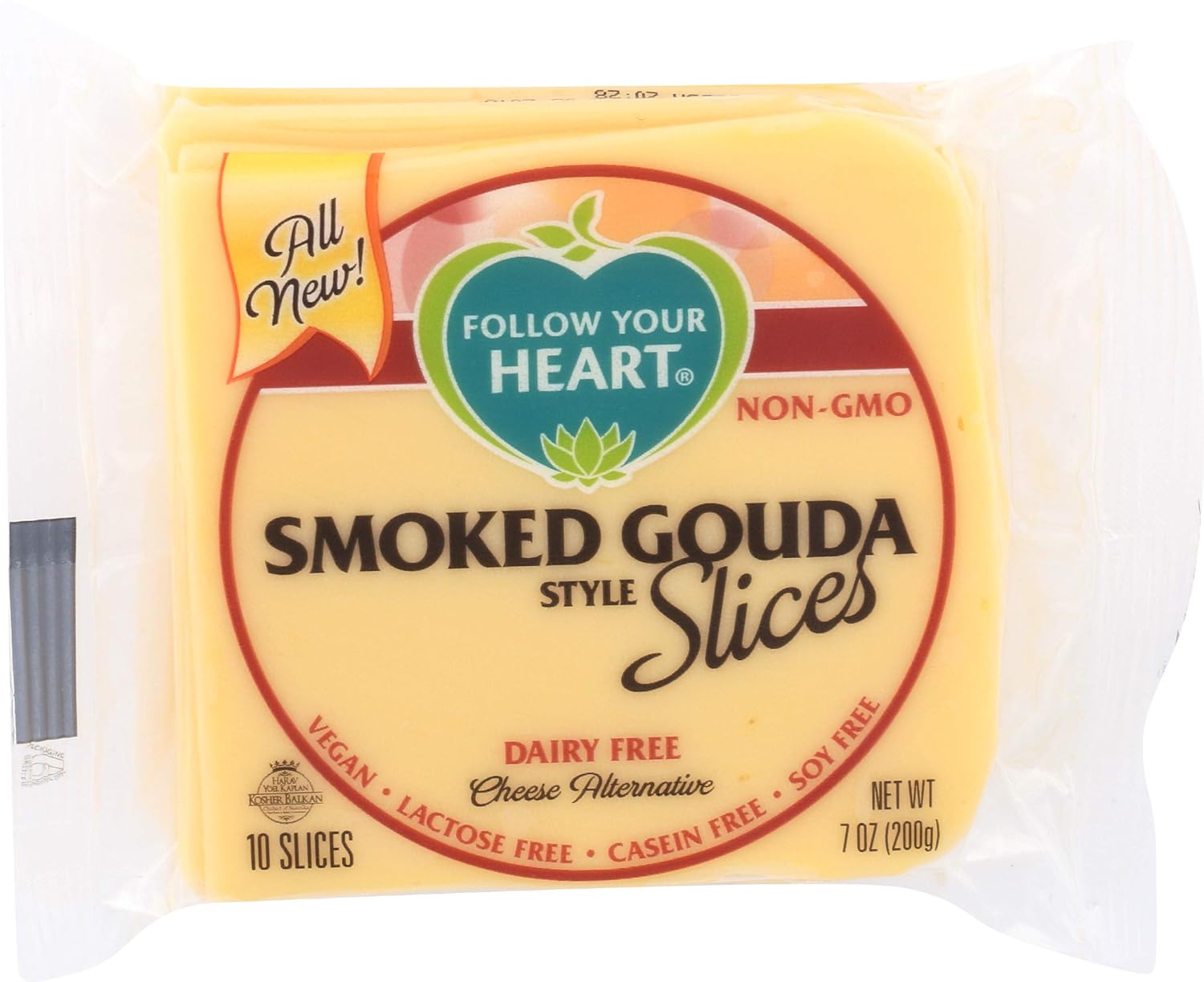 Follow Your Heart Smoked Gouda Style Vegan Cheese Slices, 7oz - Organic Plant-Based Dairy-Free Alternative