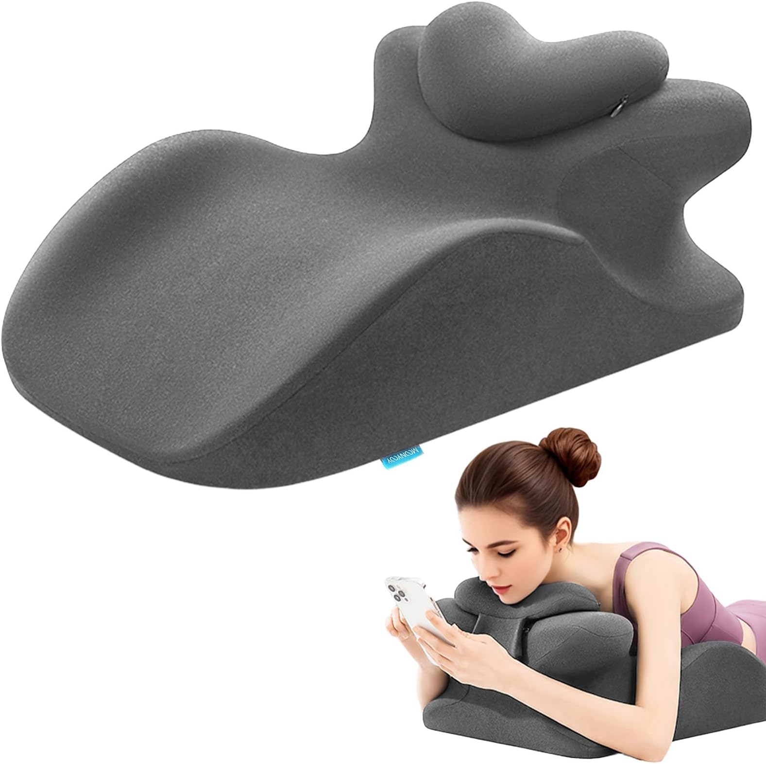 - MOONYOOY Memory Foam Ergonomic Rest Pillow for Sleeping, Acid Reflux & GERD Relief - Elevation Bed Support Pillow for Back Pain, Post Surgery Recovery, Reading with Removable Washable Cover Gray