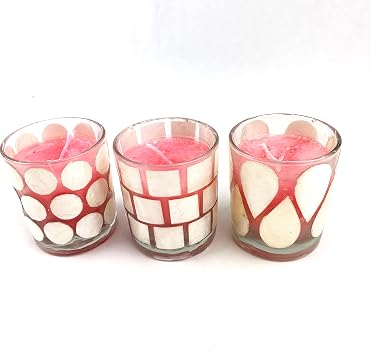 Heyiwell Votive Candle Holders of Capiz Shell for Valentines Day Wedding Propose Parties and Home Decor 2.2x2.4 Inch Set of 3
