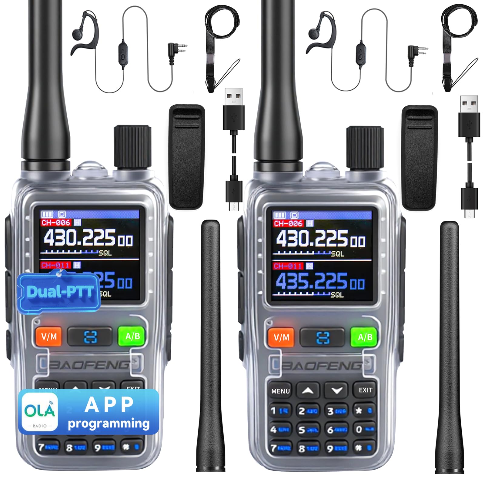 BAOFENG UV5RMINI Two Way Radio NOAA Weather Radio Dual PTT 999CH Survival Radio APP Programming Copy Frequency Ham Radio