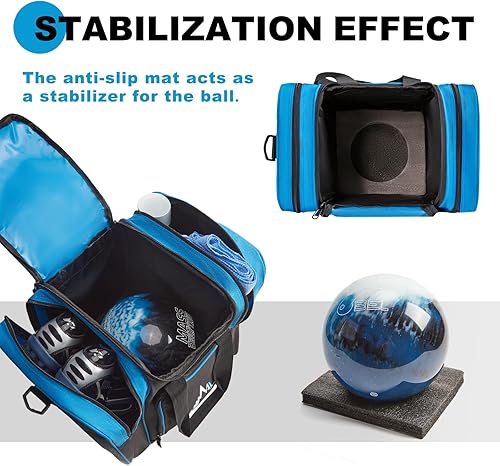 Miniatura 7 de Himal Bowling Ball Bag for Single Sphere - Bowling Ball Tote Bowler's Bag with Padded Sphere Holder - Fits Bowler's Shoes Up to Mens Size 14 Azul