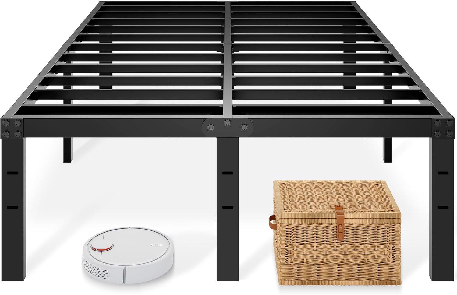 Queen Bed Frame, 14 Inch Queen Size Bed Frame with Underbed Storage, Heavy Duty Metal Platform Bed Frame No Box Spring Needed, Noise Free - Easy Assembly