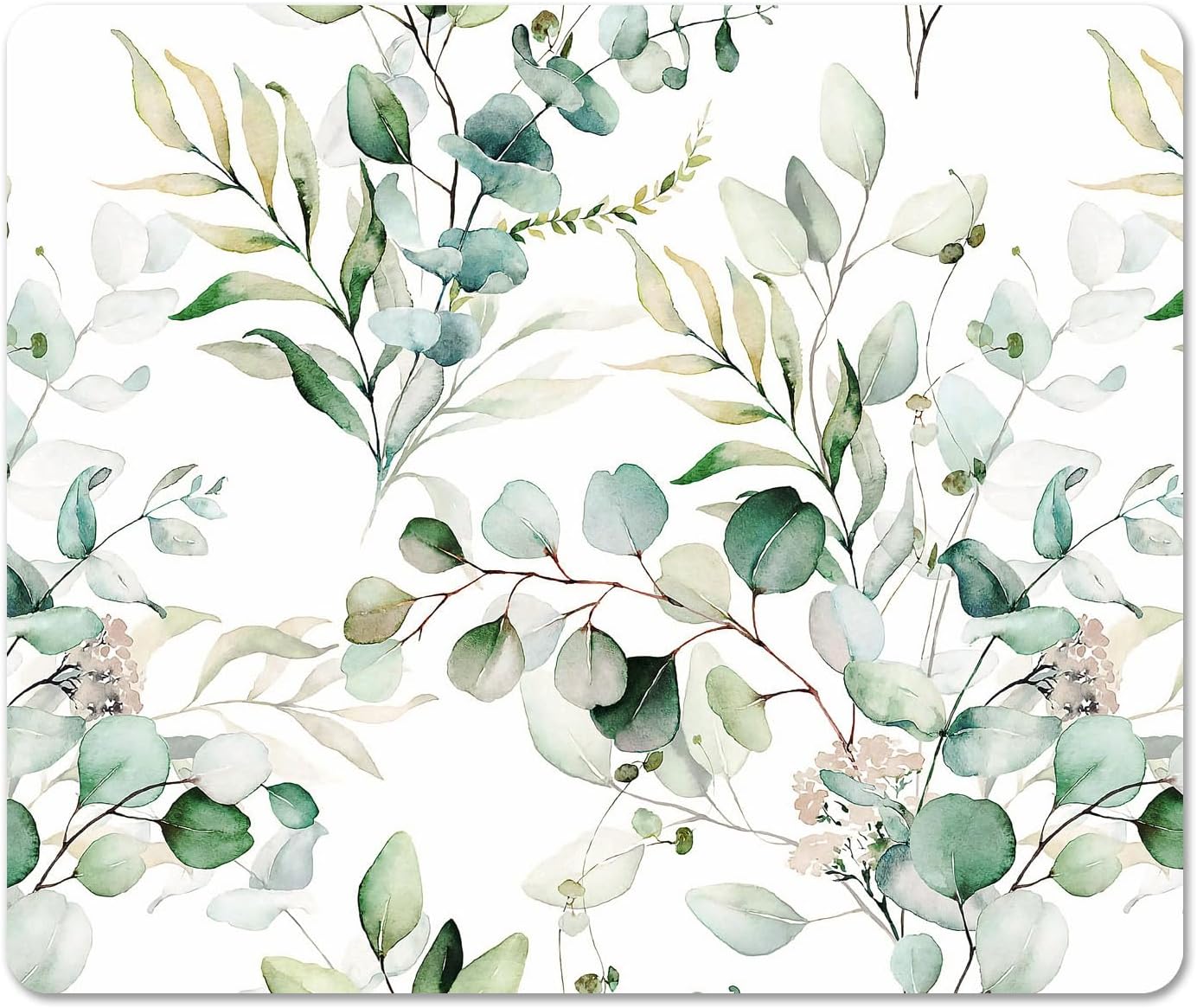Square Leaf Sage Green Mouse Pad Small, Cute Watercolor Plants Computer Mouse Pads, Non-Slip Rubber Base Botanical Aesthetic Mousepad Washable Cloth, Mouse Mat Decor Gifts, Coworker Gift for Girl Kids