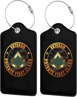 Luggage Tag Us Private First Class Veteran Pu Leather Identifiers Id Tag Bag Suitcase Labels