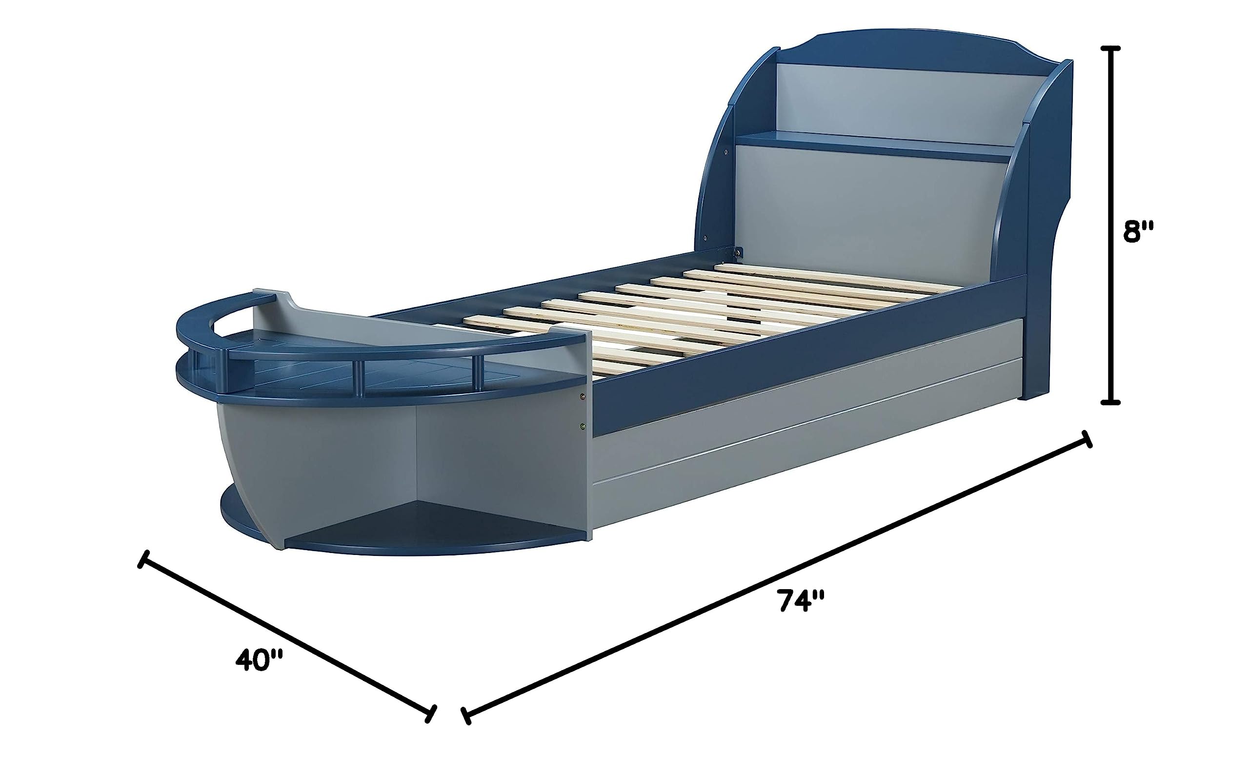 Dimensional drawing of the ACME Neptune II Twin Trundle showing length, width, and height.