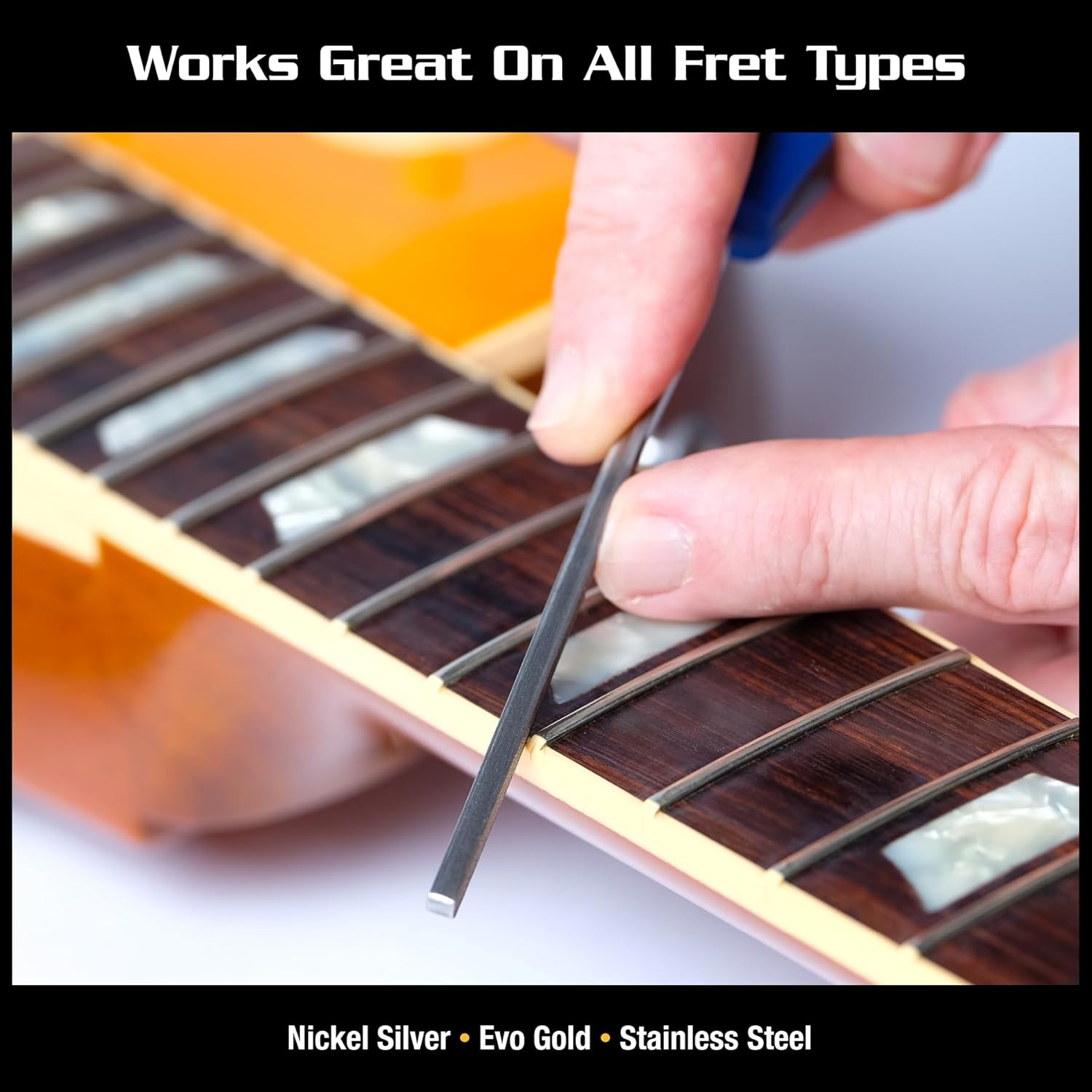 MusicNomad MN830 Diamond Coated Guitar Fret End Dressing File (E-File), Luthier & Tech Tool for Fret Sprout, Sharp Ends & Deburring