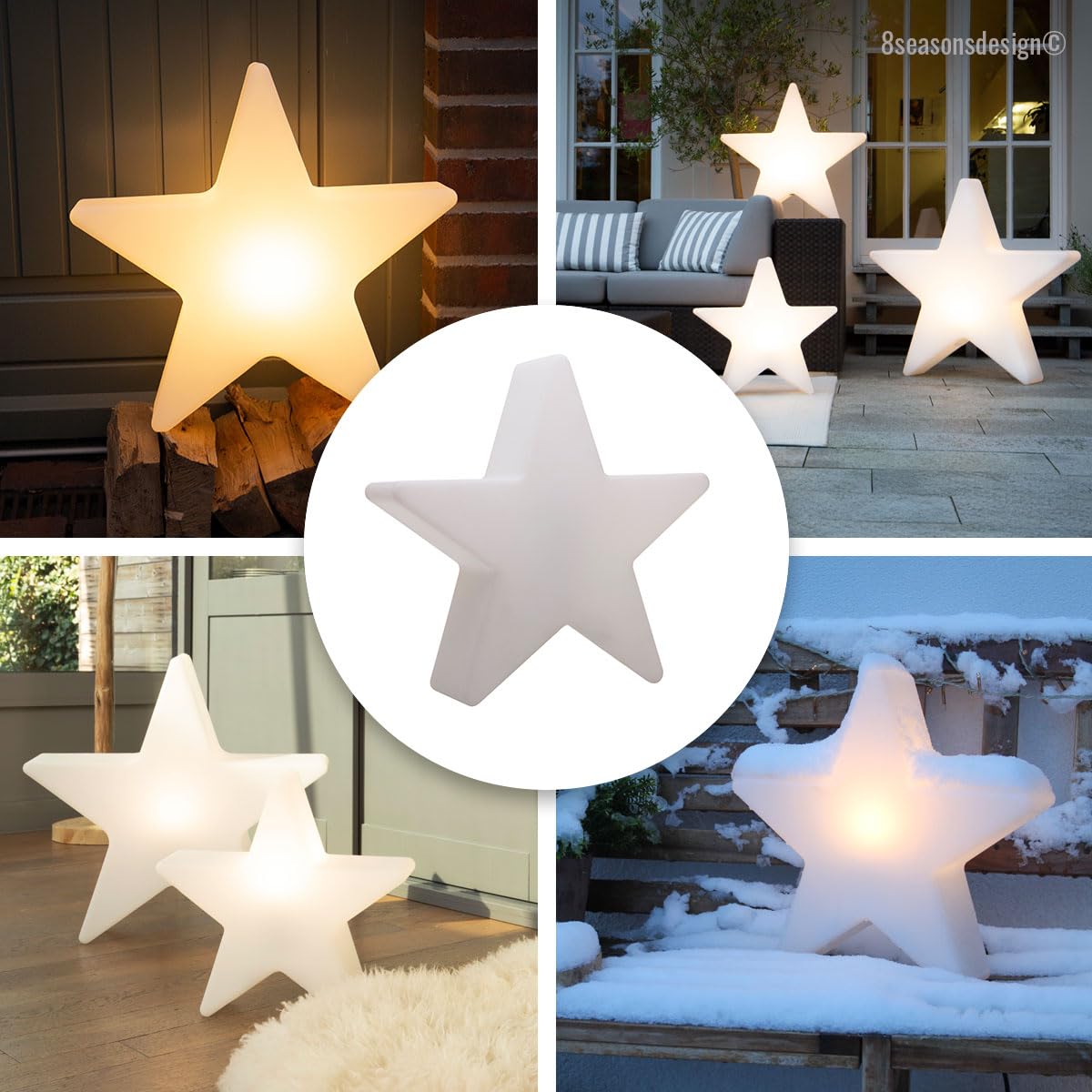 8 seasons design LED Weihnachtsstern 40cm Shining Star (Weiß), E27, Leuchtmittel warmweiß – wetterfest – LED Stern für außen (Garten, Terrasse, Balkon) und innen – winterfest – Weihnachtsbeleuchtung