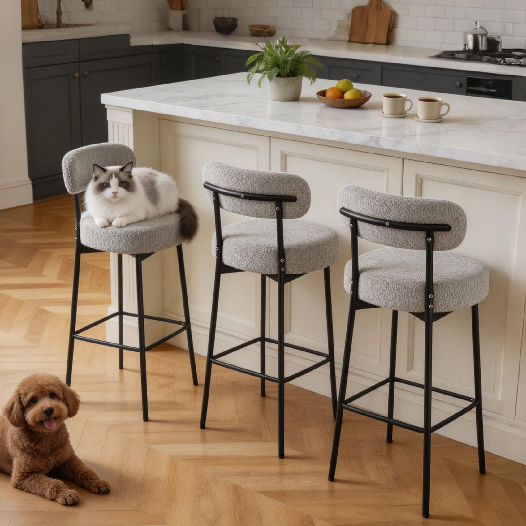 DYHOME Bar Stools Set of 3 Modern 28 Inches Counter Height Bar Stools