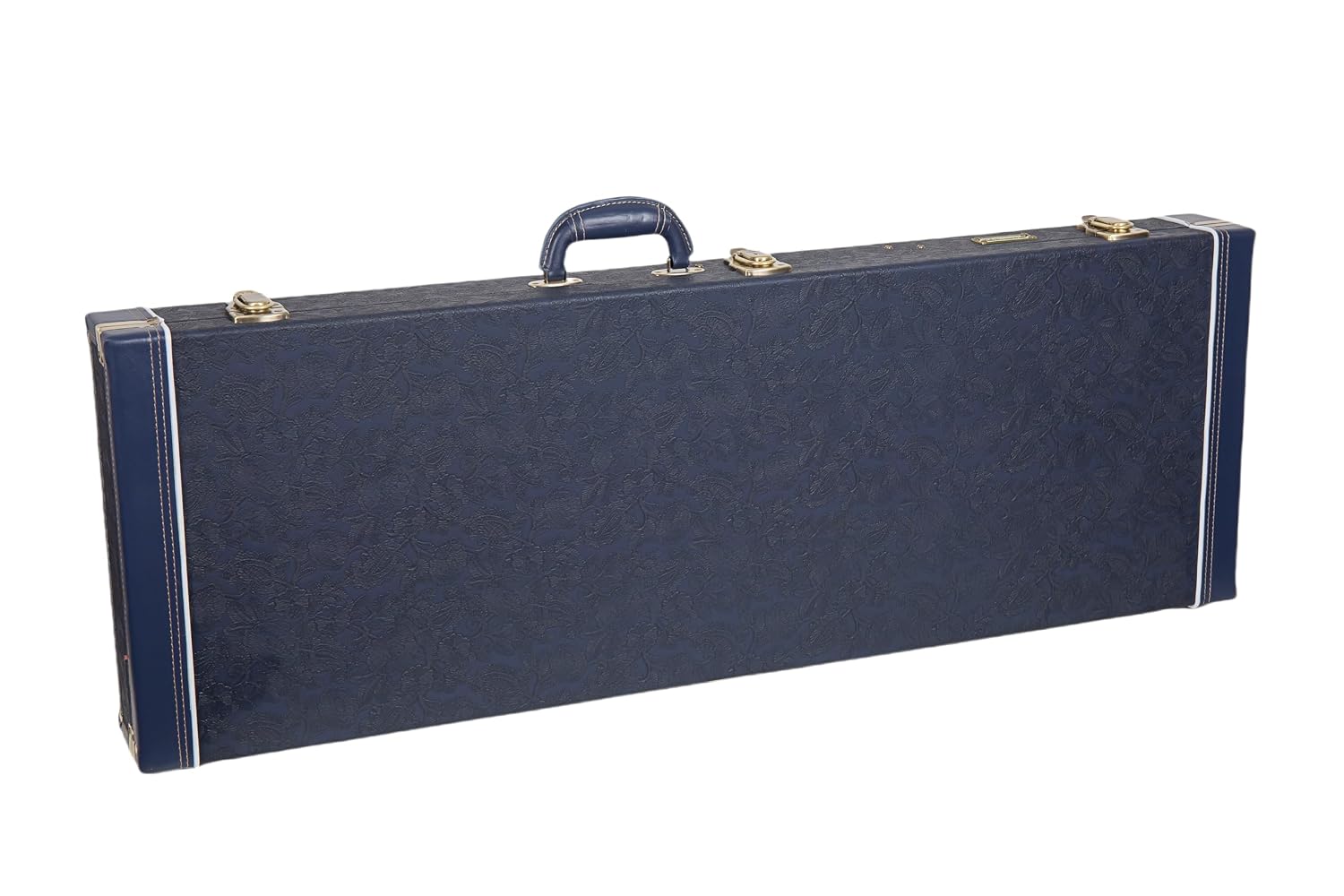 Crossrock Relief Series Electric Guitar Case for Strat & Tele | Carved Ocean Blue Finish, Deep Scarlett Velvet Interior, Lock (CRW630EOB)
