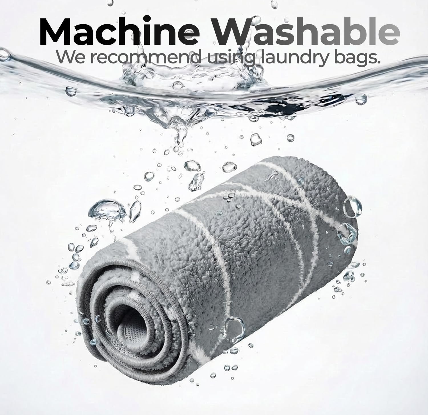 Tititex Luxury Grey White Line Bathroom Rug, 16x24 inch Classic Extra Soft and Absorbent Microfiber Bath Rugs, Non-Slip Plush Shaggy Bath Carpet, Bath Mats for Floor, Tub and Shower - Image 6