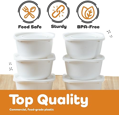 Miniatura 3 de GSM Brands Cajas a prueba de masa de pizza, bandejas apilables de calidad comercial con cubiertas (5.3 x 5.3 x 2.5 pulgadas, 20 onzas líquidas cada