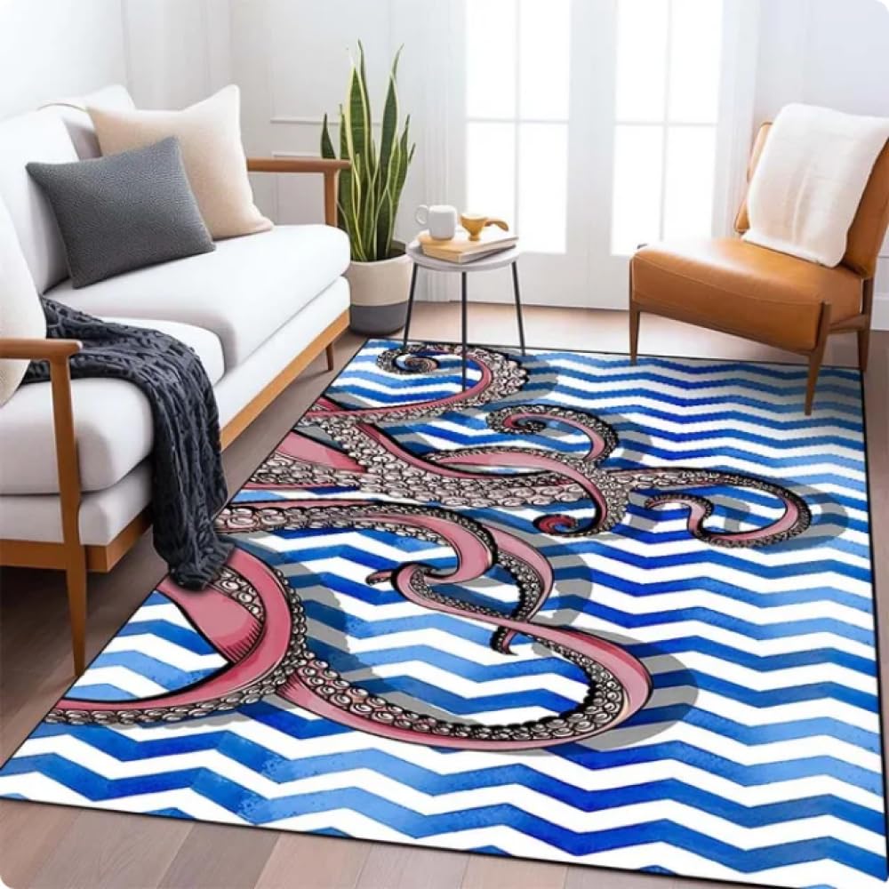 Tapis motif pieuvre 3D pour habiller un sol de chambre ou de salon