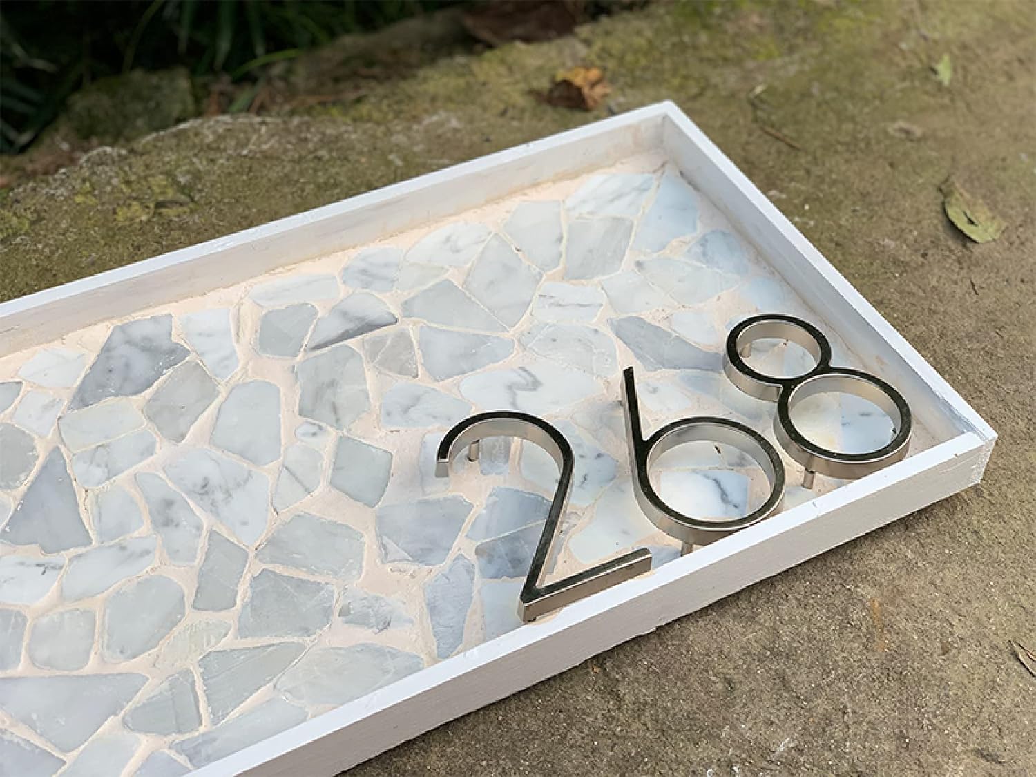 WALLDOR Chrome Effect ABS Plastic Door Number,for House Mailbox Apartment Hotel Door Room,Silver House Number Sign,Signage Home Door Numbers Outdoor Address,2,5 Inch