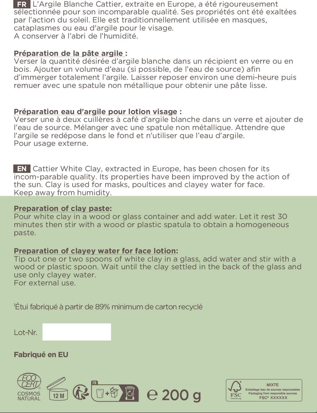 Cattier Super Fine White Clay 200g