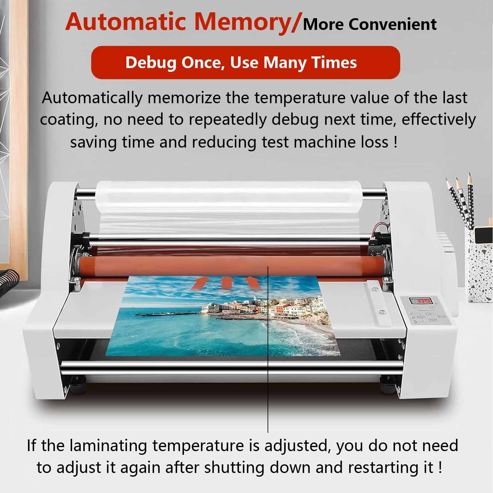Plastificadora de Rodillos con Temperatura Ajustable para Documentos, Fotos y Tarjetas.